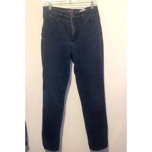 NYDJ Marilyn Straight Leg Jeans Very Deep Dark Blue Indigo Stretch Size 6